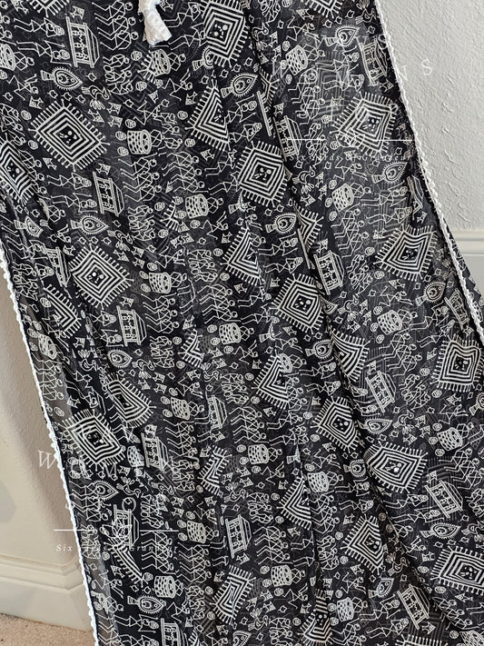 Warli Print Semi Georgette Designer Saree