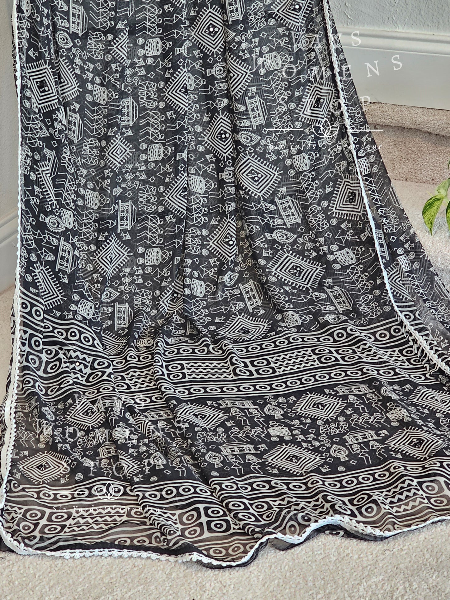 Warli Print Semi Georgette Designer Saree