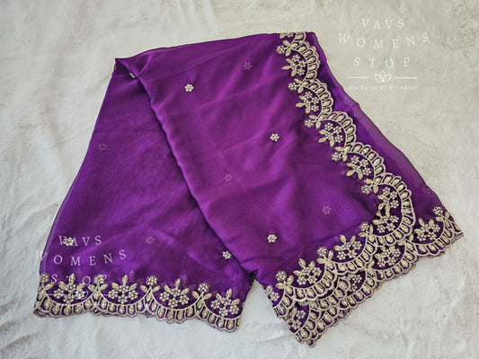 Soft Chinon Silk Cutwork Duppata