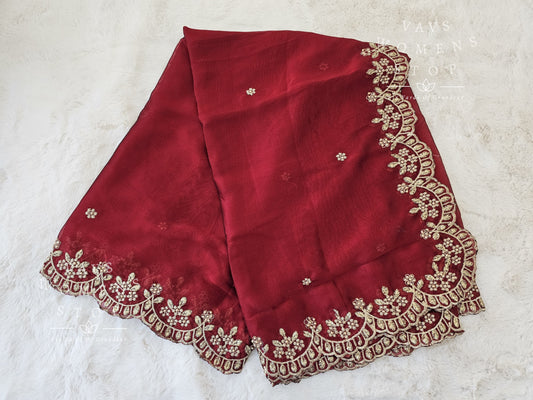 Soft Chinon Silk Cutwork Duppata