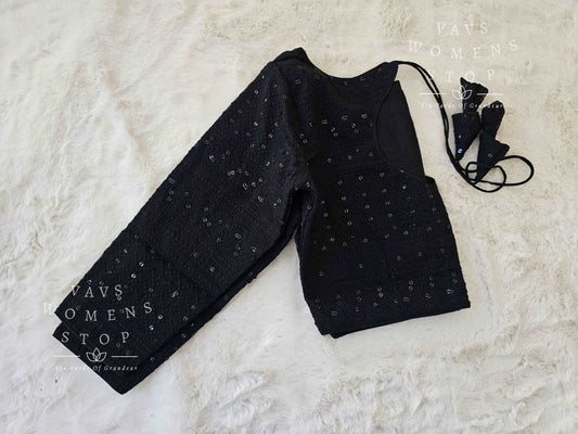 Black Cotton Chikankari Blouse