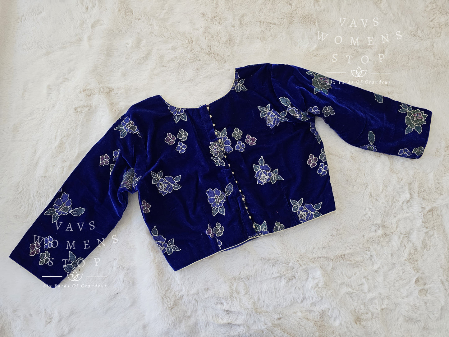 Designer Velvet Roses Embroidered Blouse