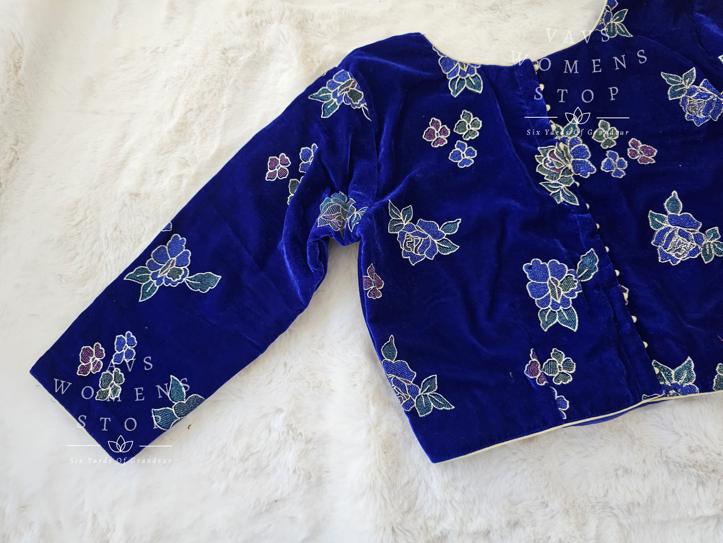 Designer Velvet Roses Embroidered Blouse