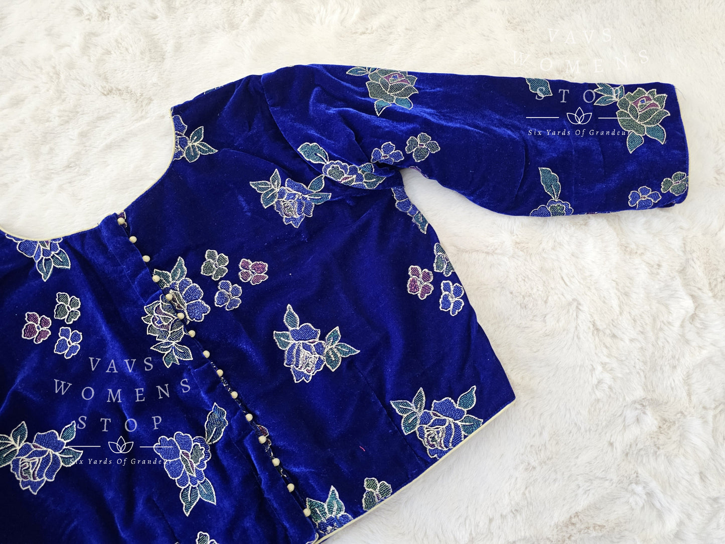 Designer Velvet Roses Embroidered Blouse