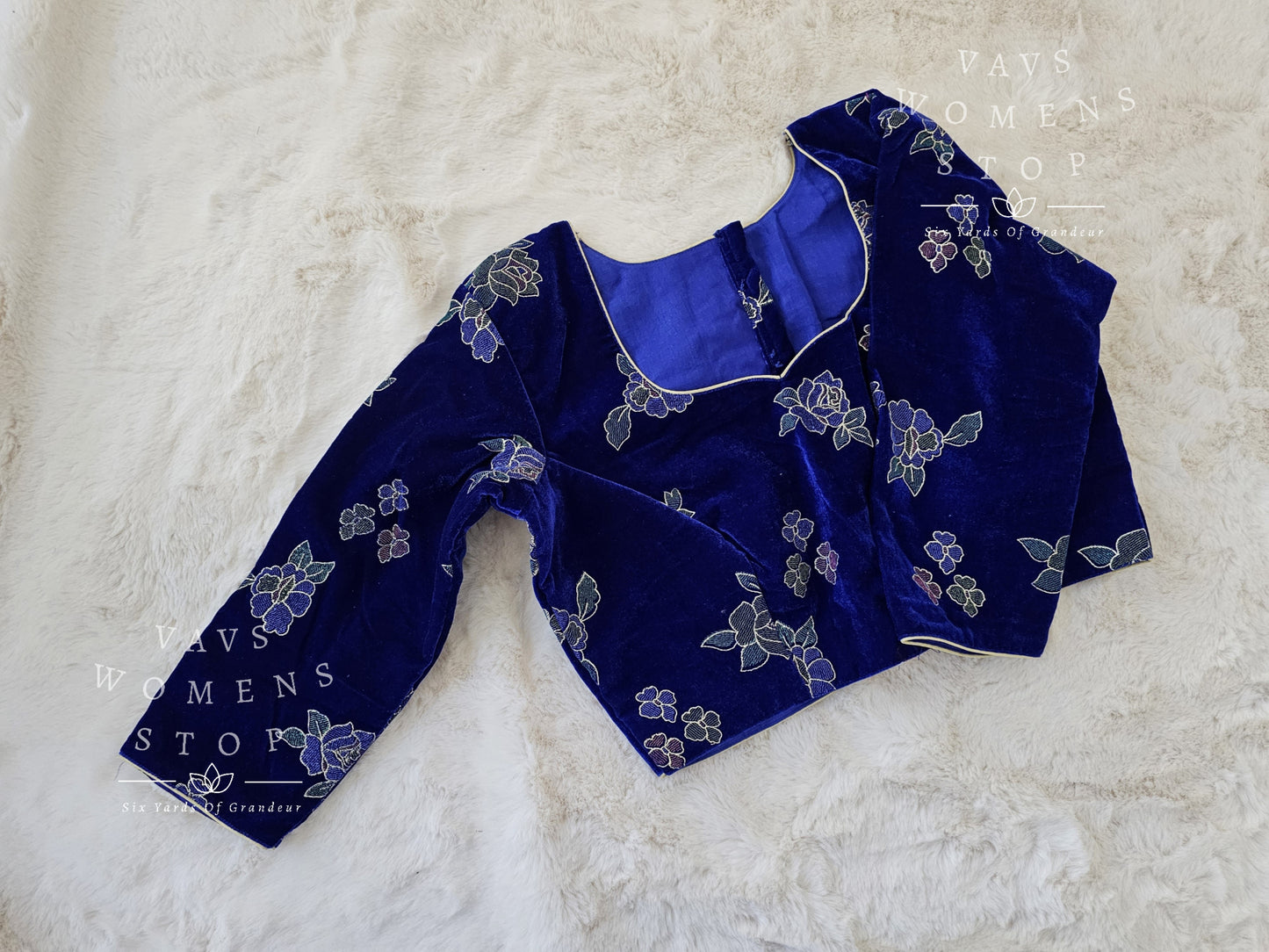 Designer Velvet Roses Embroidered Blouse