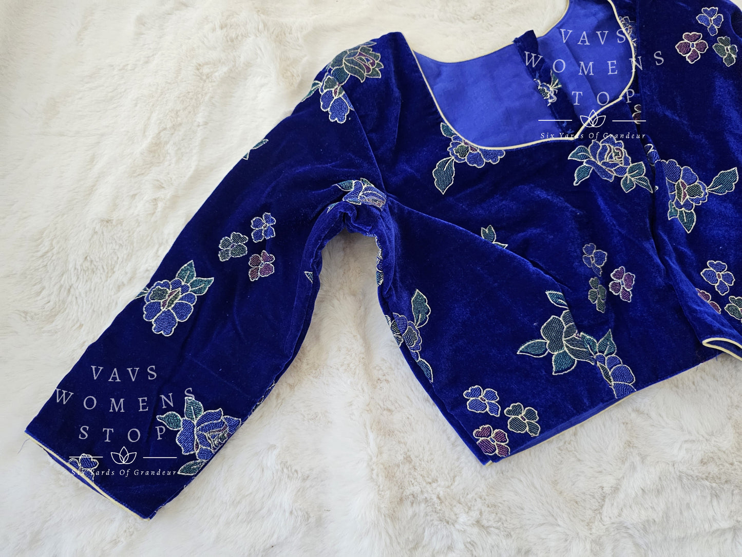 Designer Velvet Roses Embroidered Blouse