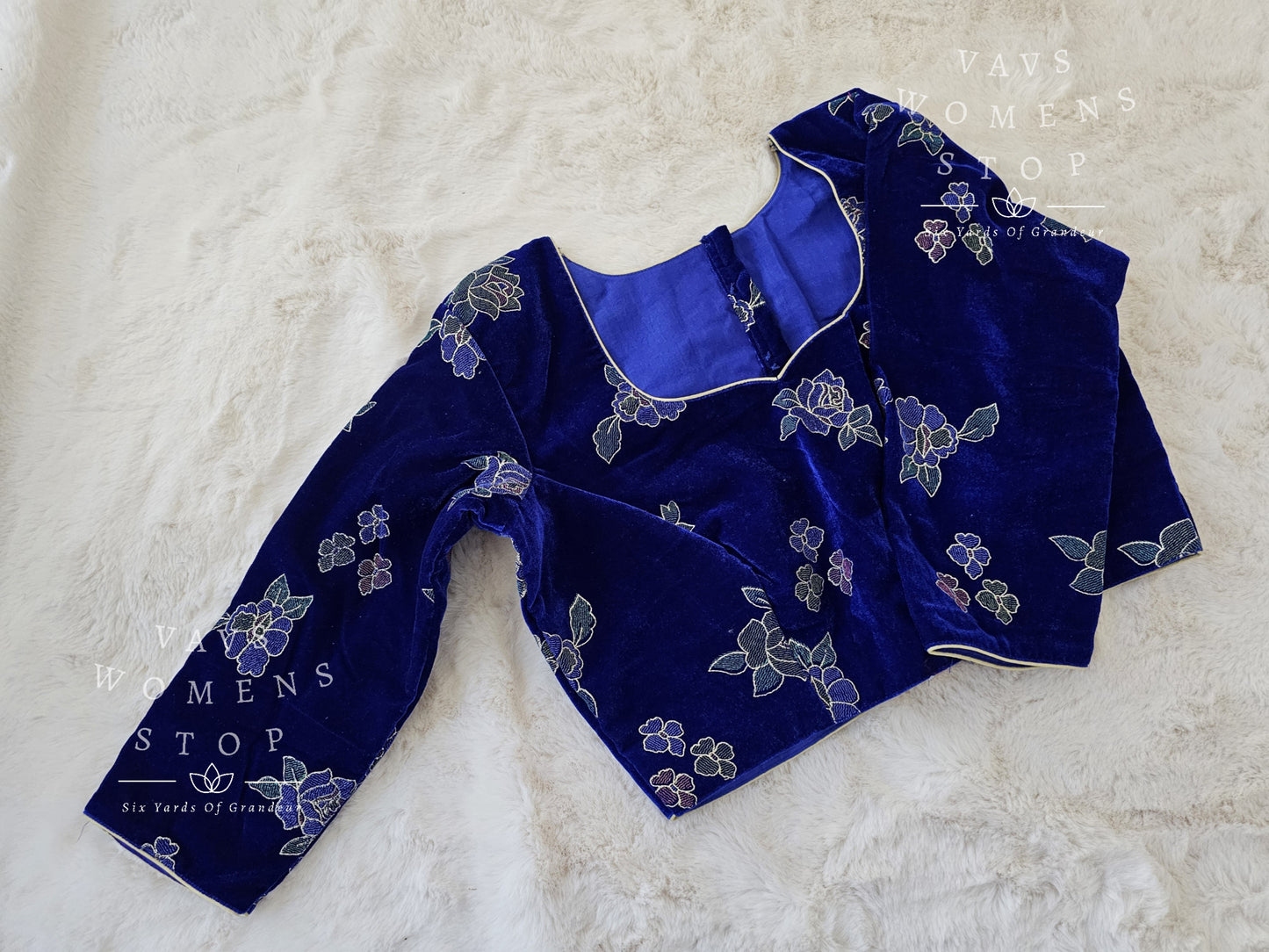 Designer Velvet Roses Embroidered Blouse