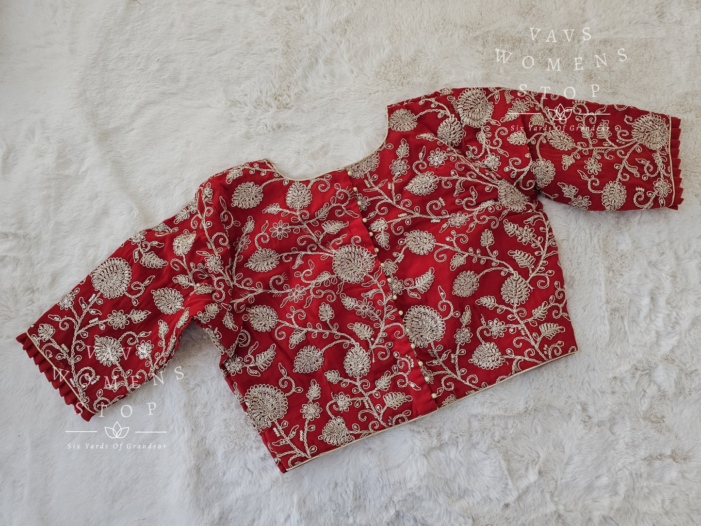 Designer Red Embroidered Blouse