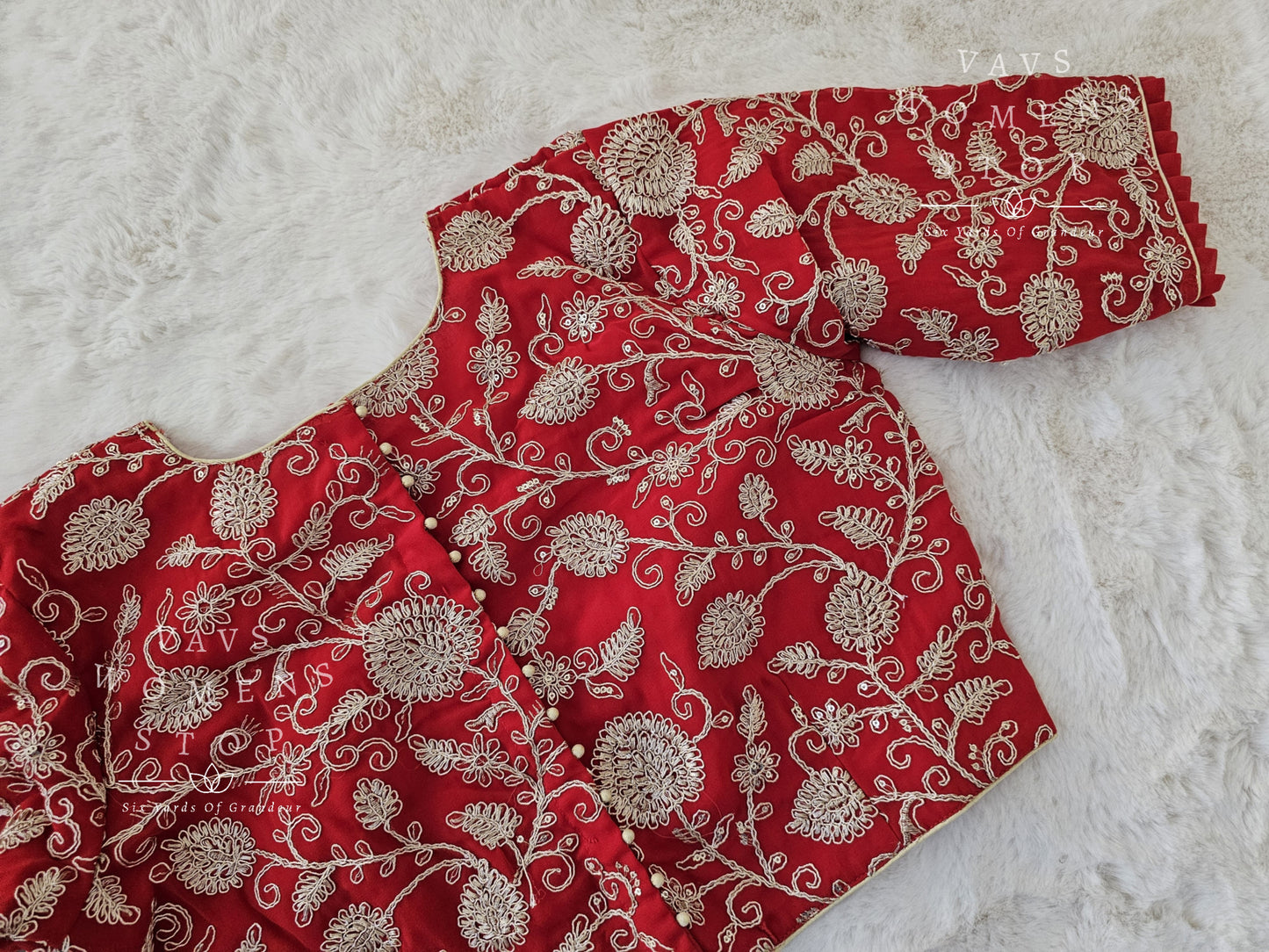 Designer Red Embroidered Blouse