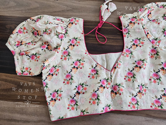 Puff Sleeves Floral Blouse