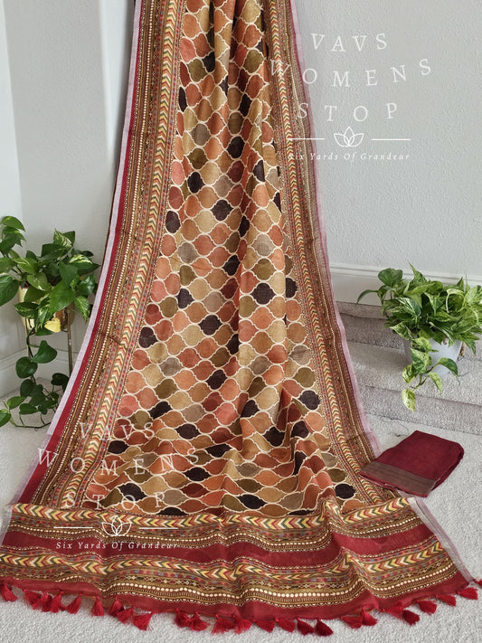 Sabyasachi Inspired Digital Print Pure Linen By Linen Saree
