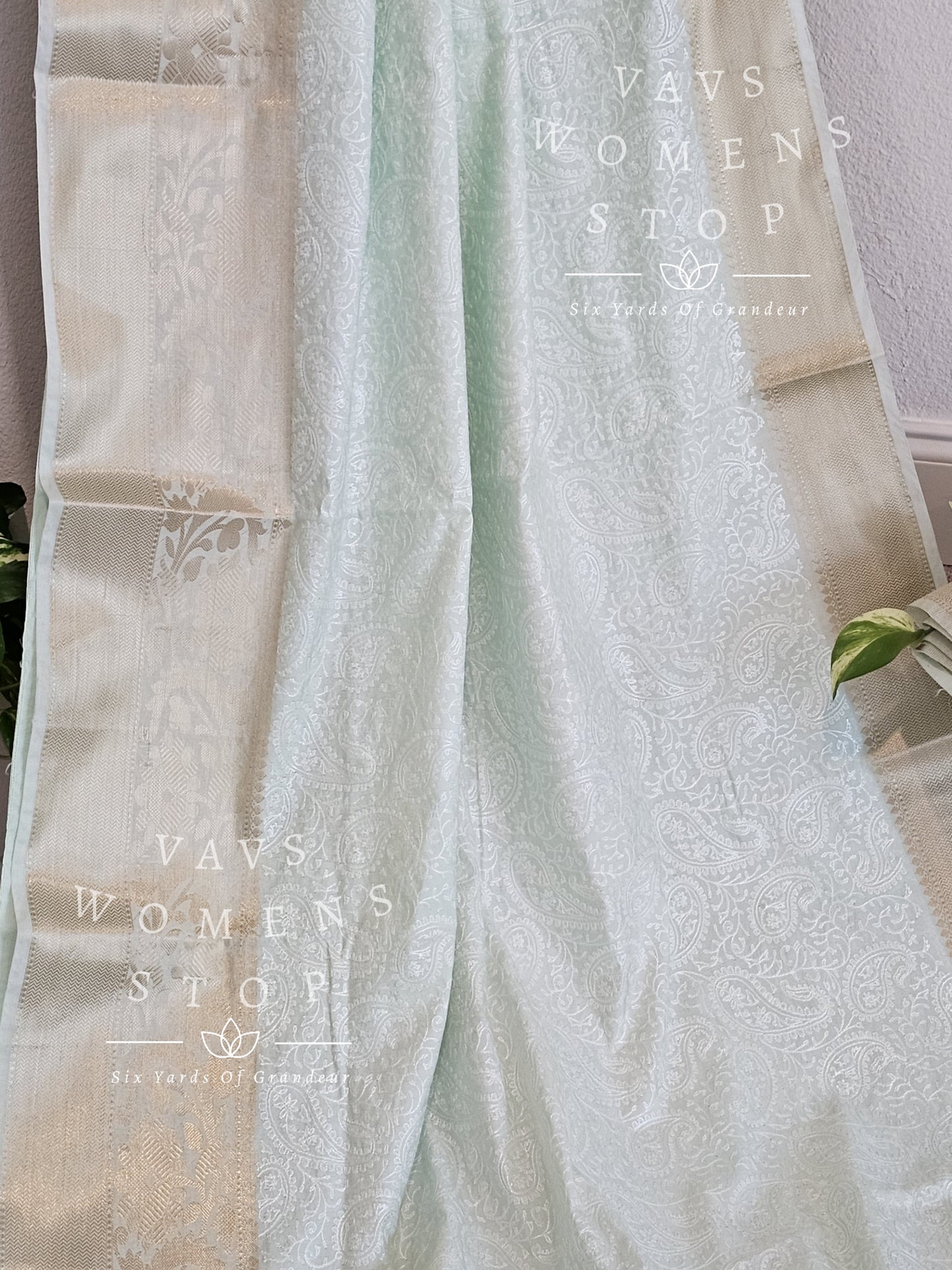 Blended Munga Benarasi Chikankari Saree