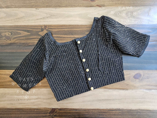 Black Georgette Sequins Blouse