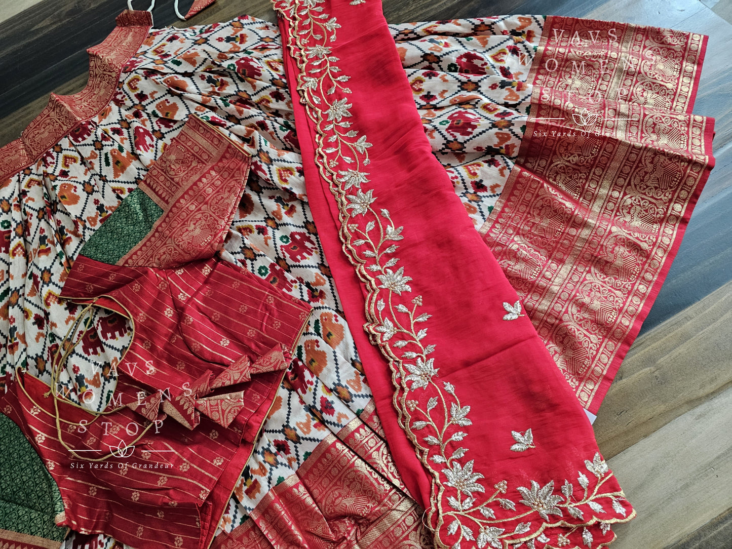 Munga Benarasi Patola Half Saree/ Lehenga Set