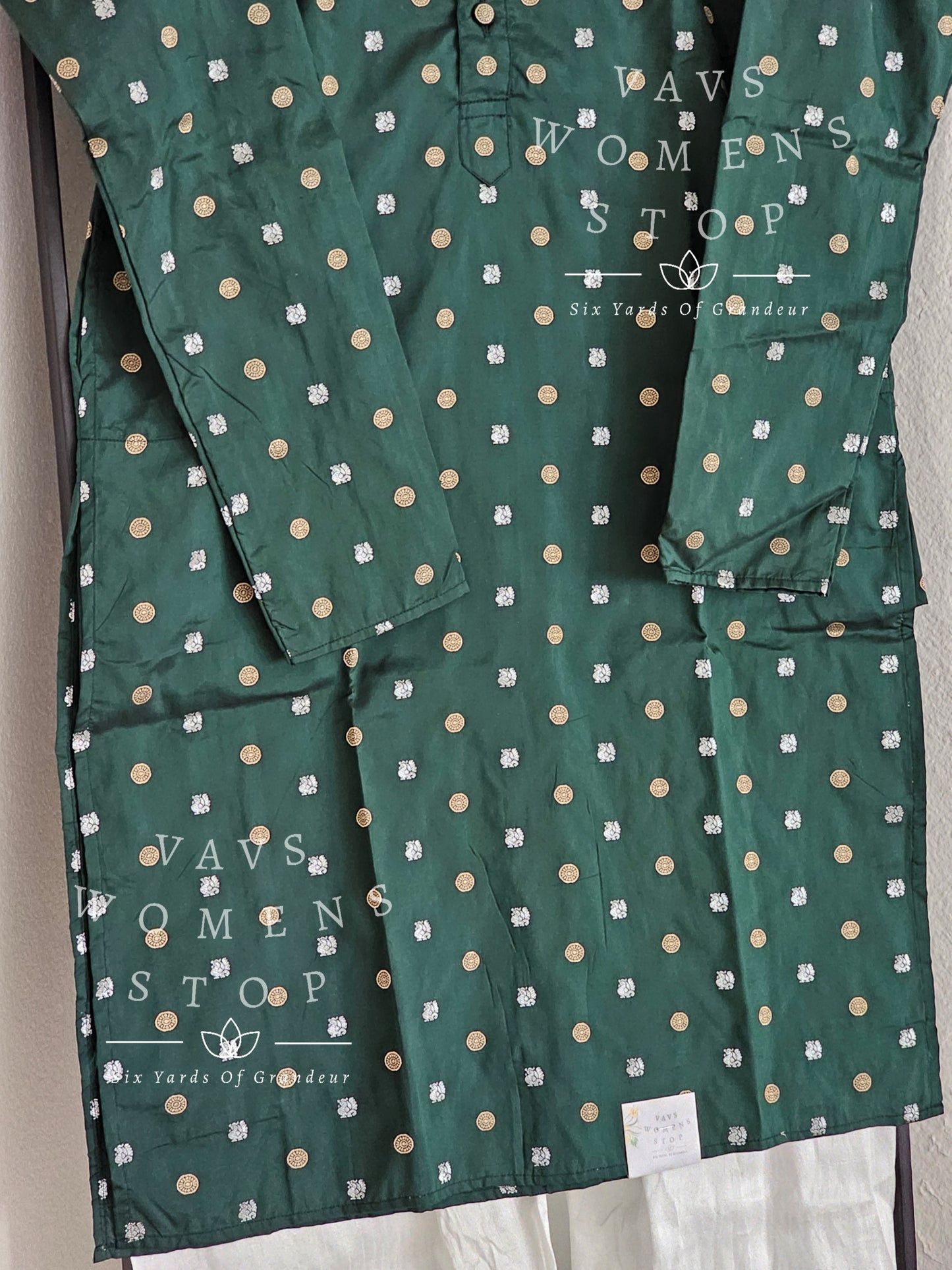 Bottle Green  Shade Men's Benarasi Kurta - Pajama Set