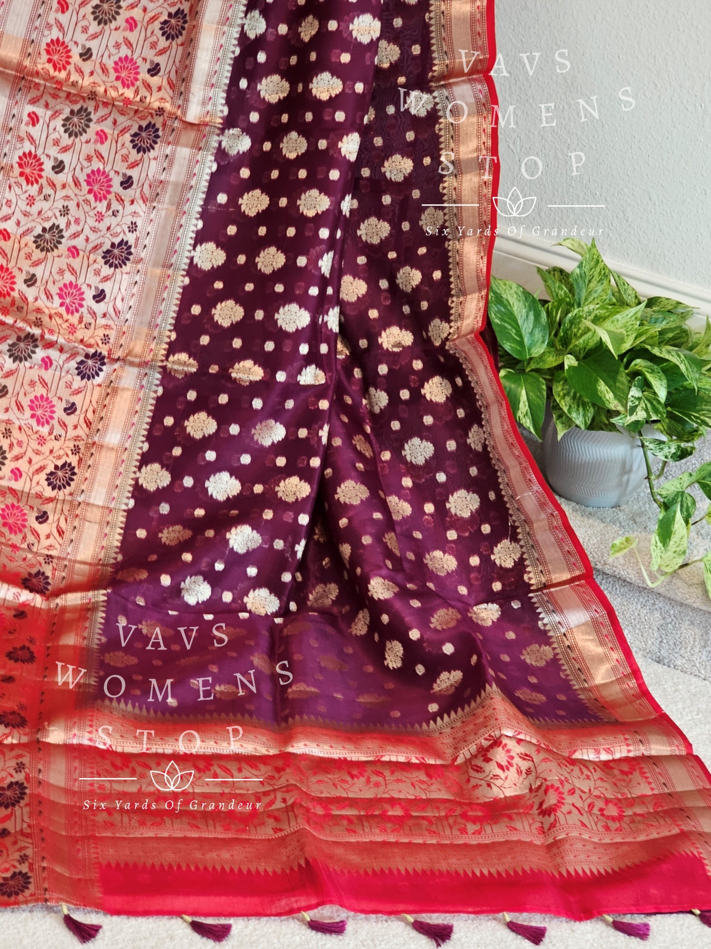 Pure Kora Organza Silk Designer Saree - Blouse