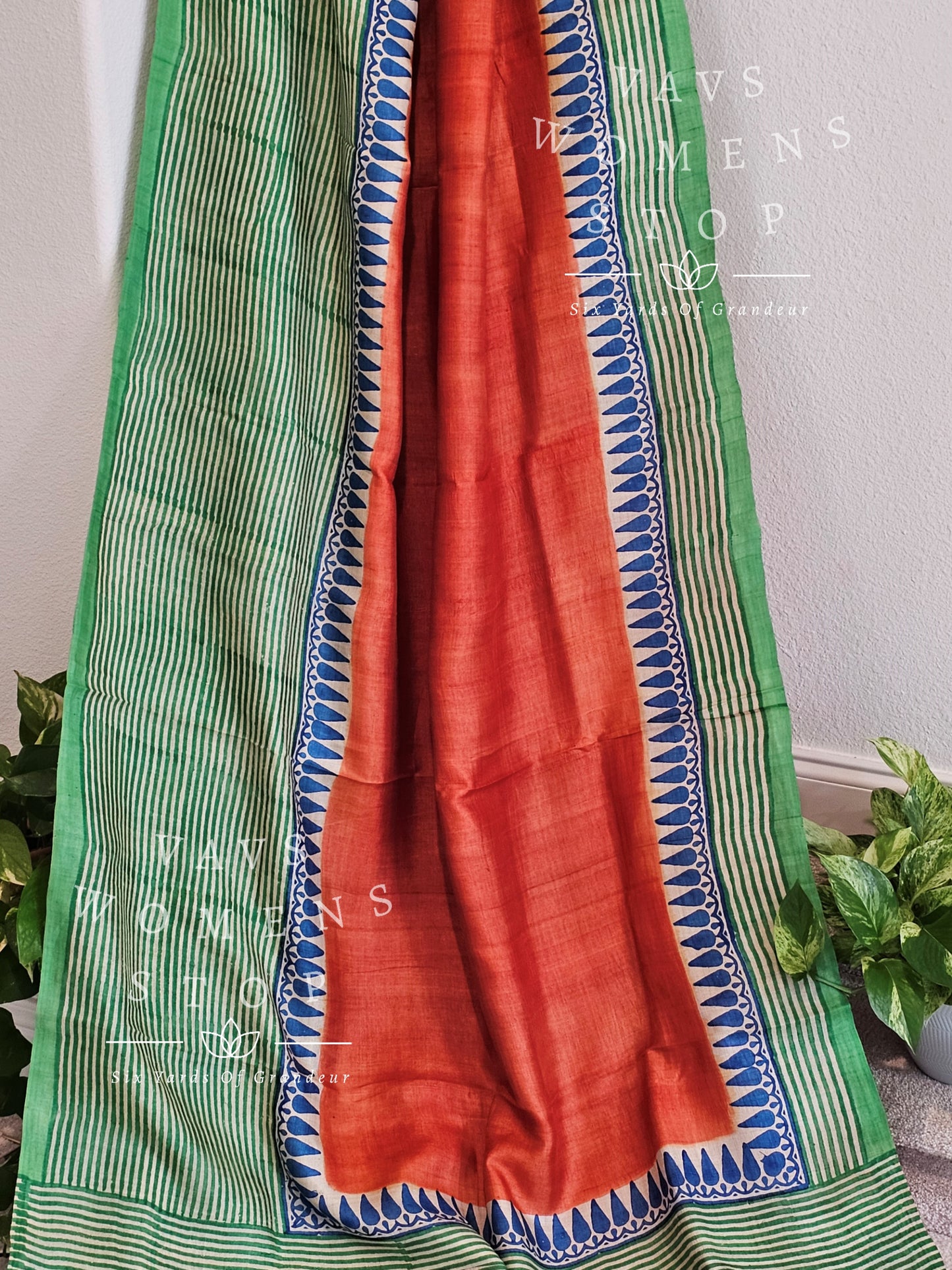 Pure Tussar Handblock Print Saree - Blouse