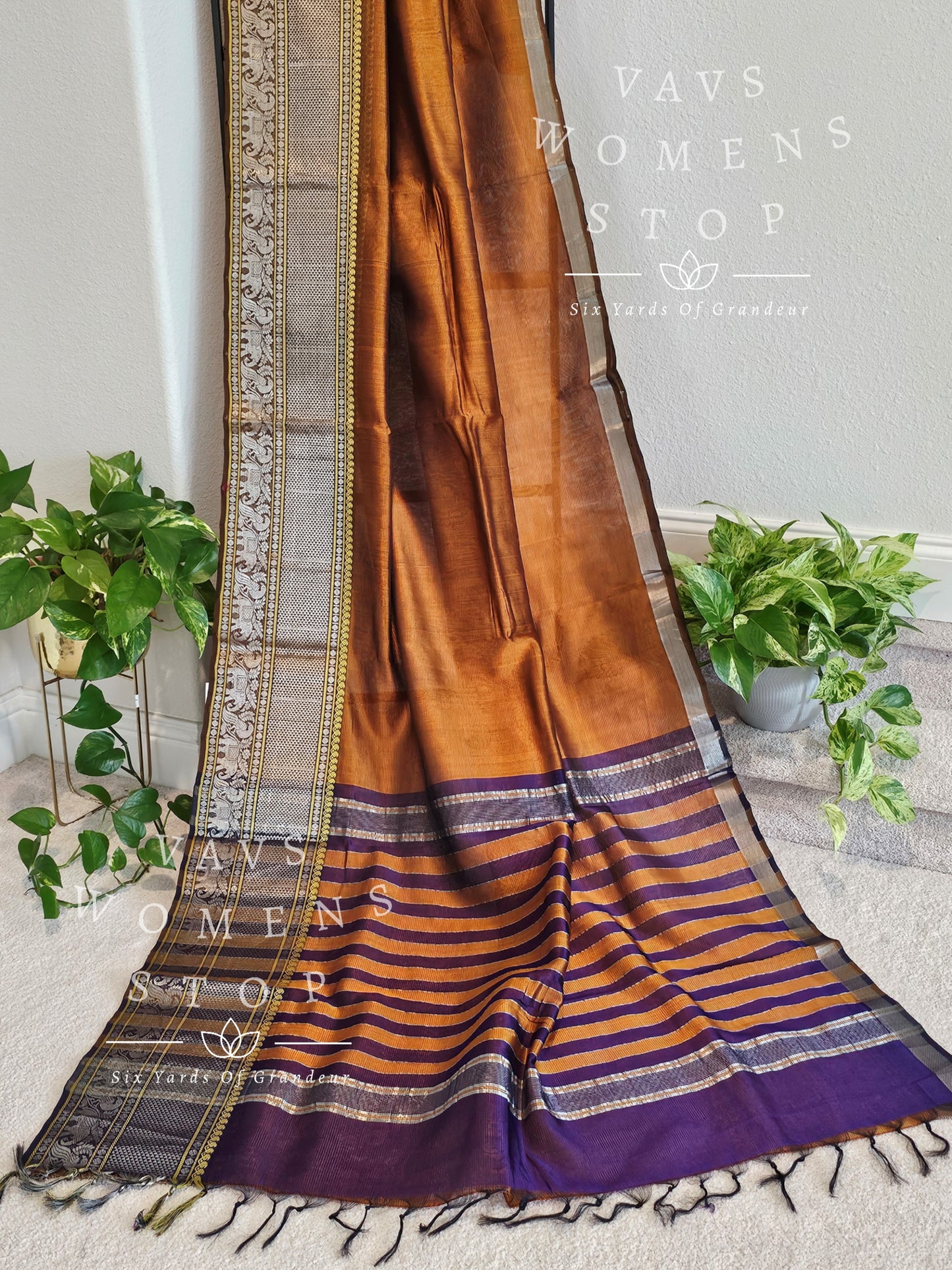 Mangalagiri Pattu Silk Cotton Kanchi Border Saree