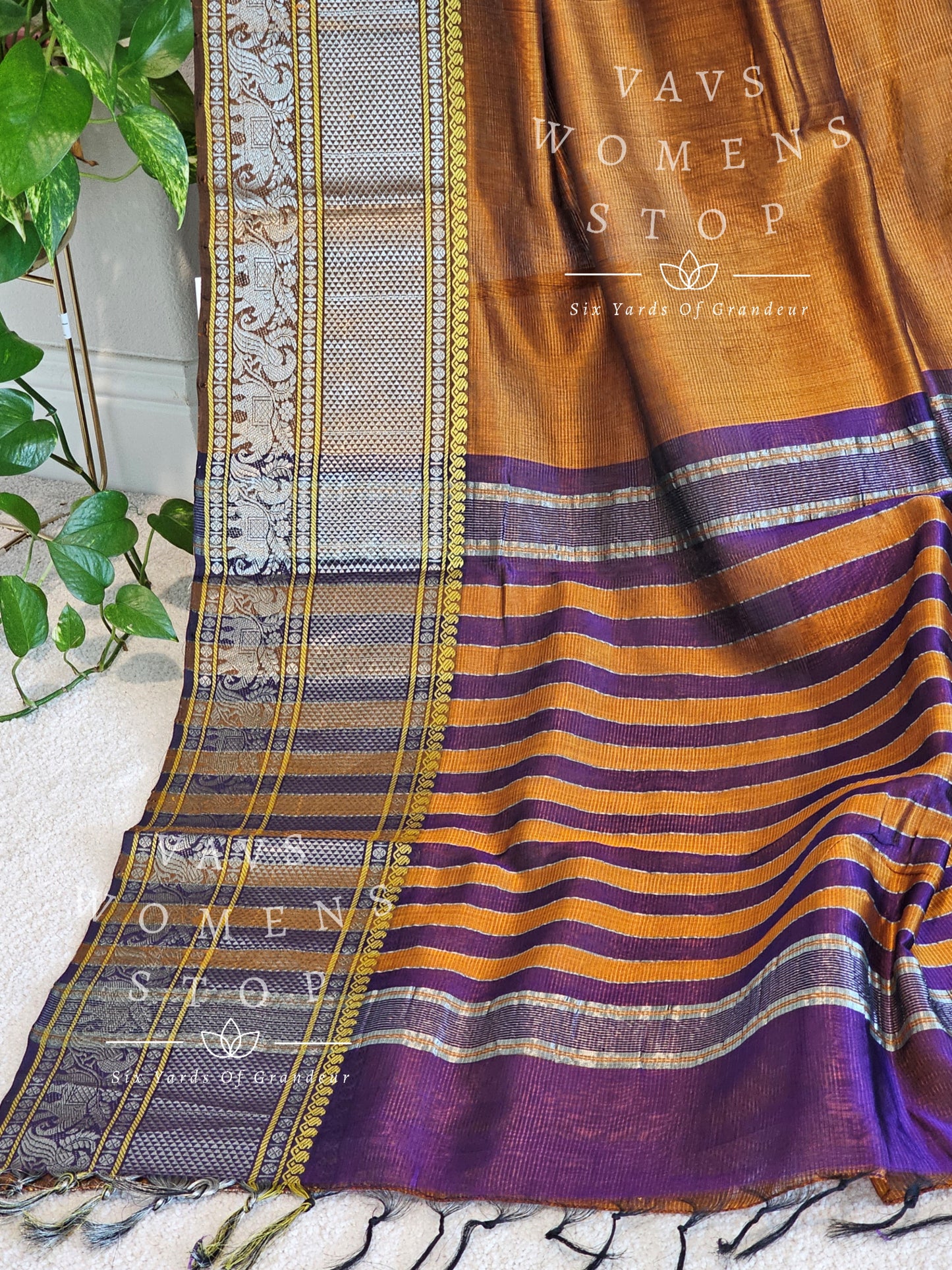 Mangalagiri Pattu Silk Cotton Kanchi Border Saree