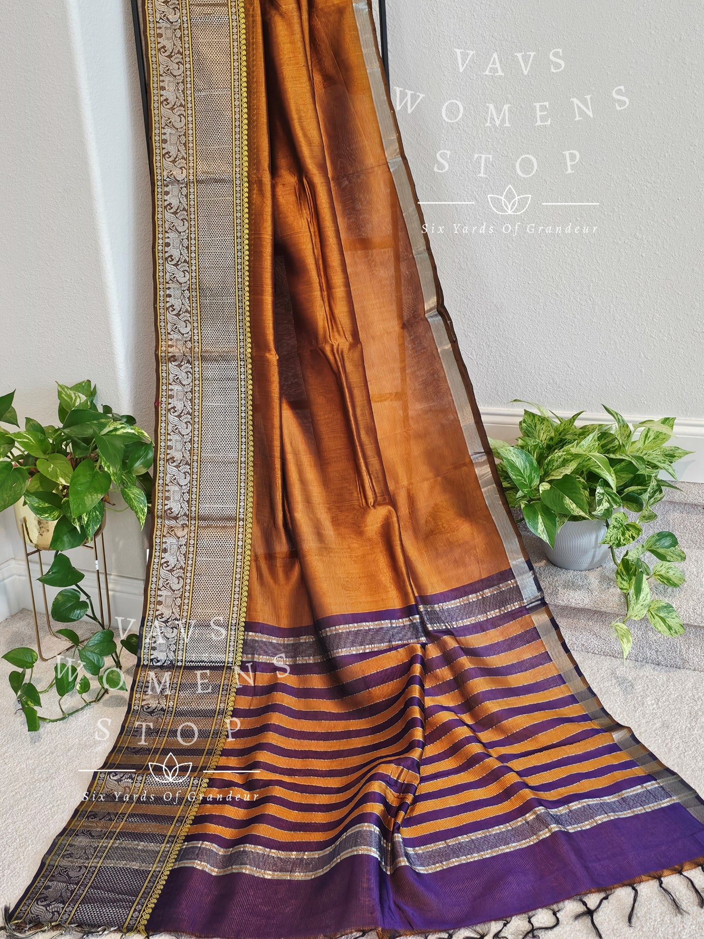 Mangalagiri Pattu Silk Cotton Kanchi Border Saree