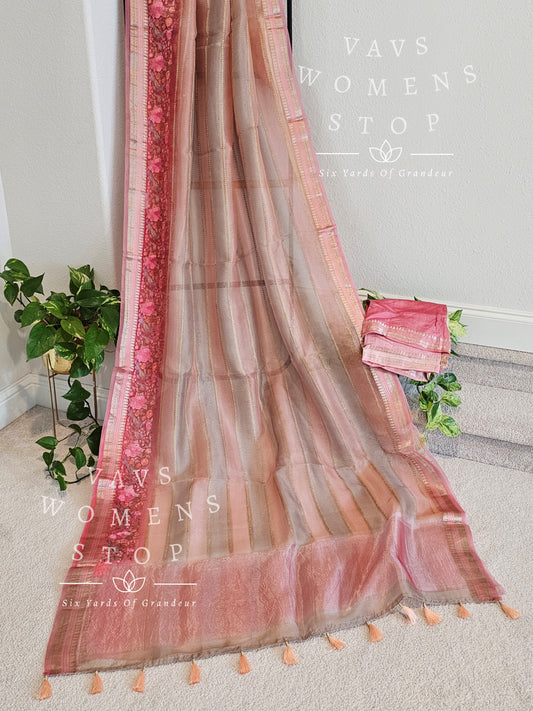 Pure Kora Organza Designer Leheriya Saree