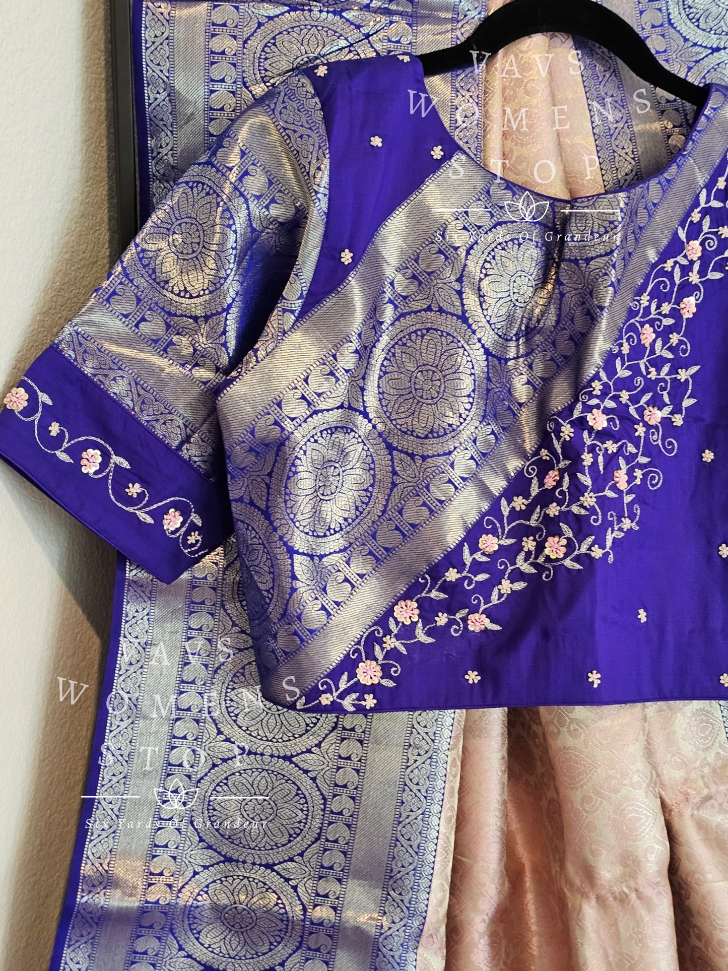 Pure Kanchi Pattu Tissue Brocade Silk Saree - Maggam Blouse