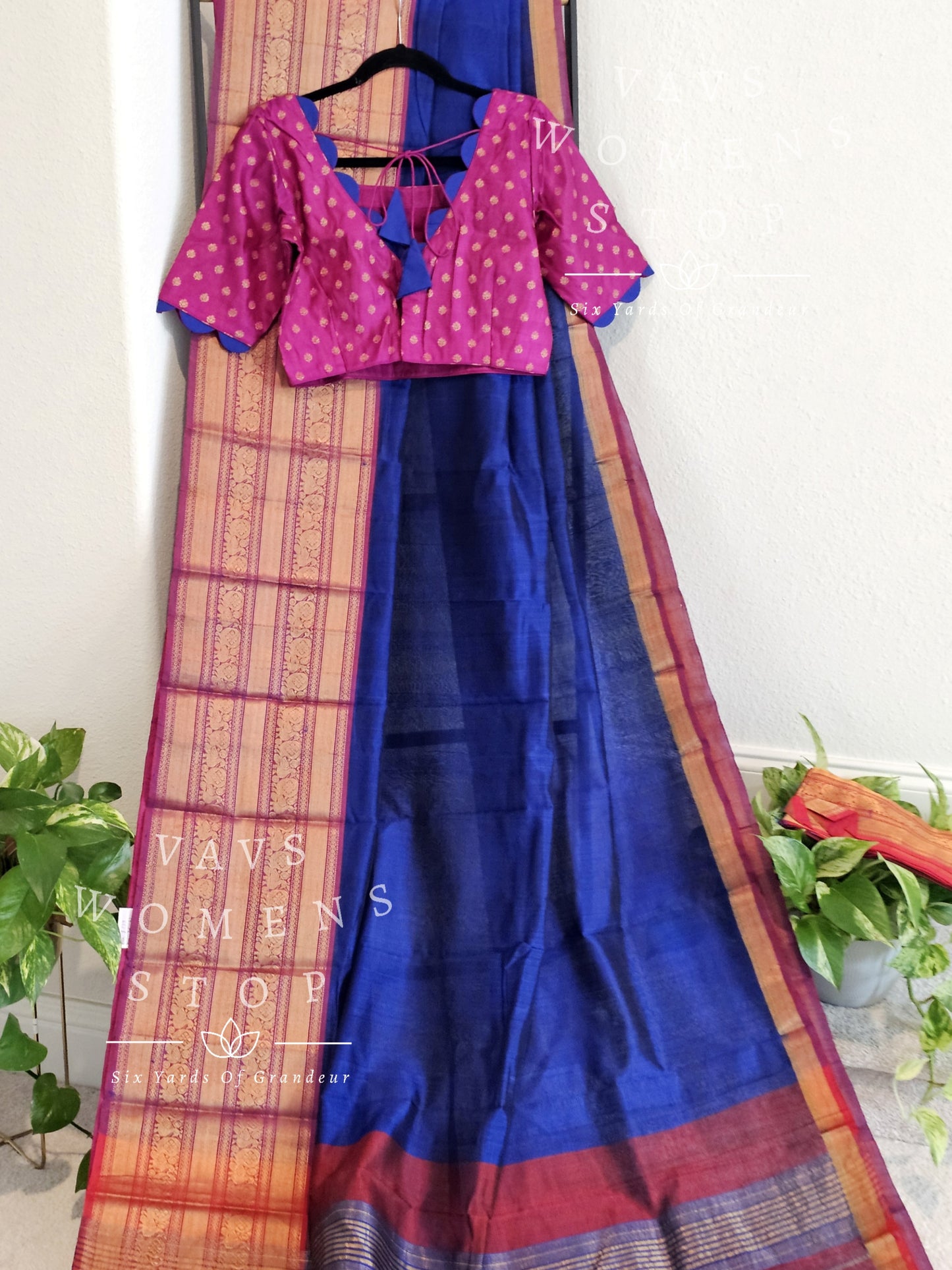 Mangalagiri Pattu Kanchi Border Saree - Pure Benarasi Blouse