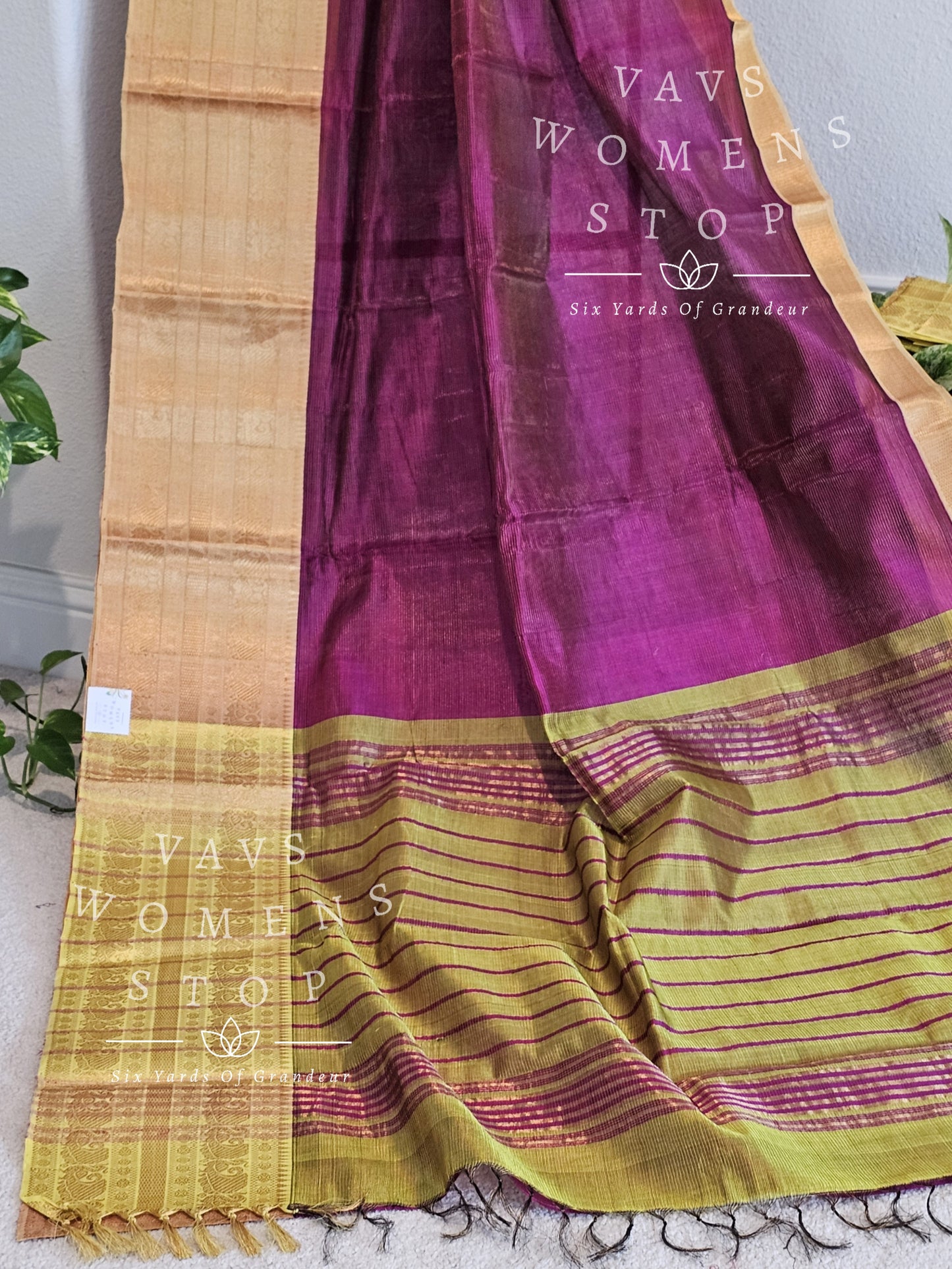 Tissue Mangalagiri Pattu Saree - Chinon Blouse