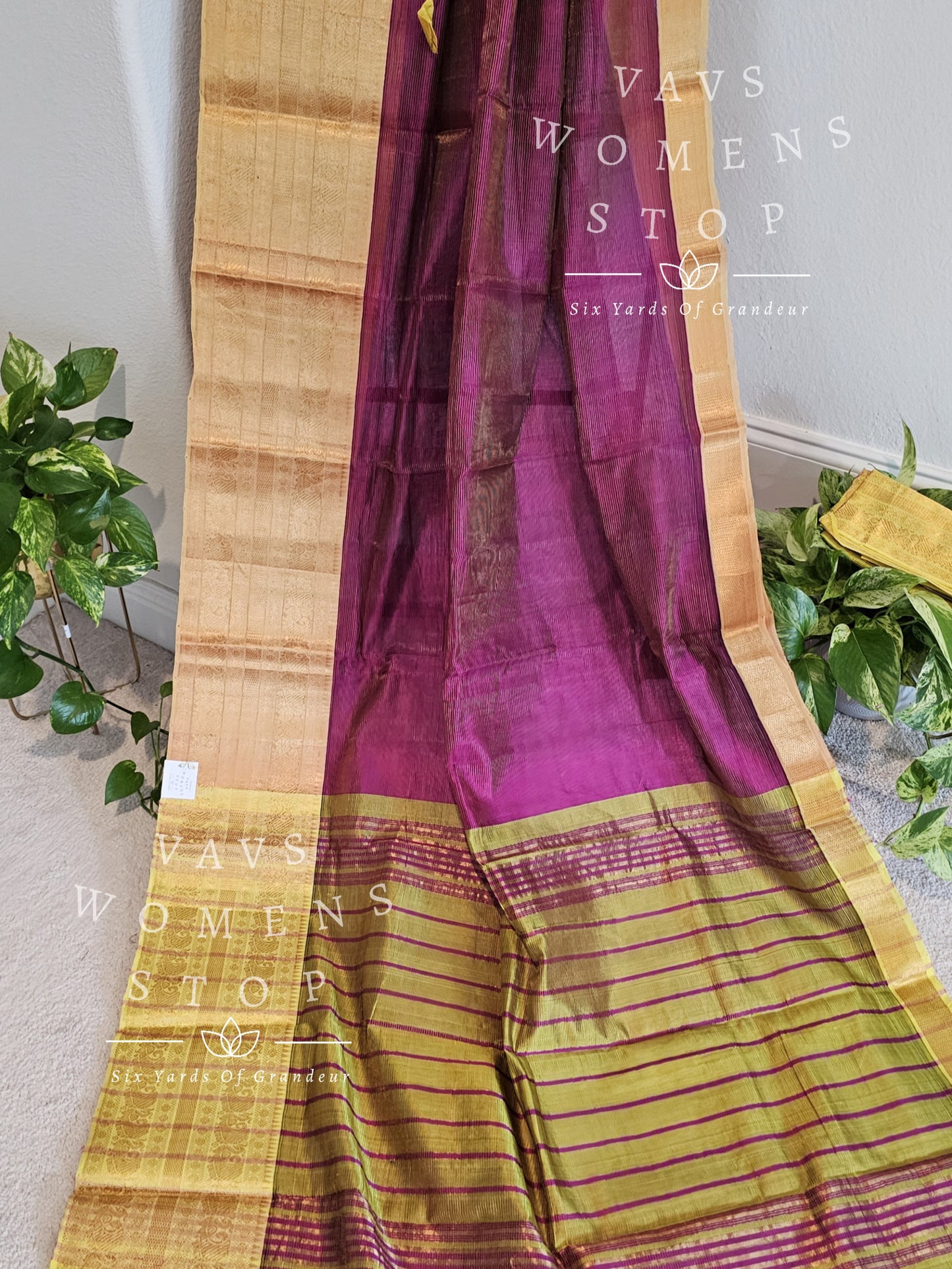 Tissue Mangalagiri Pattu Saree - Chinon Blouse