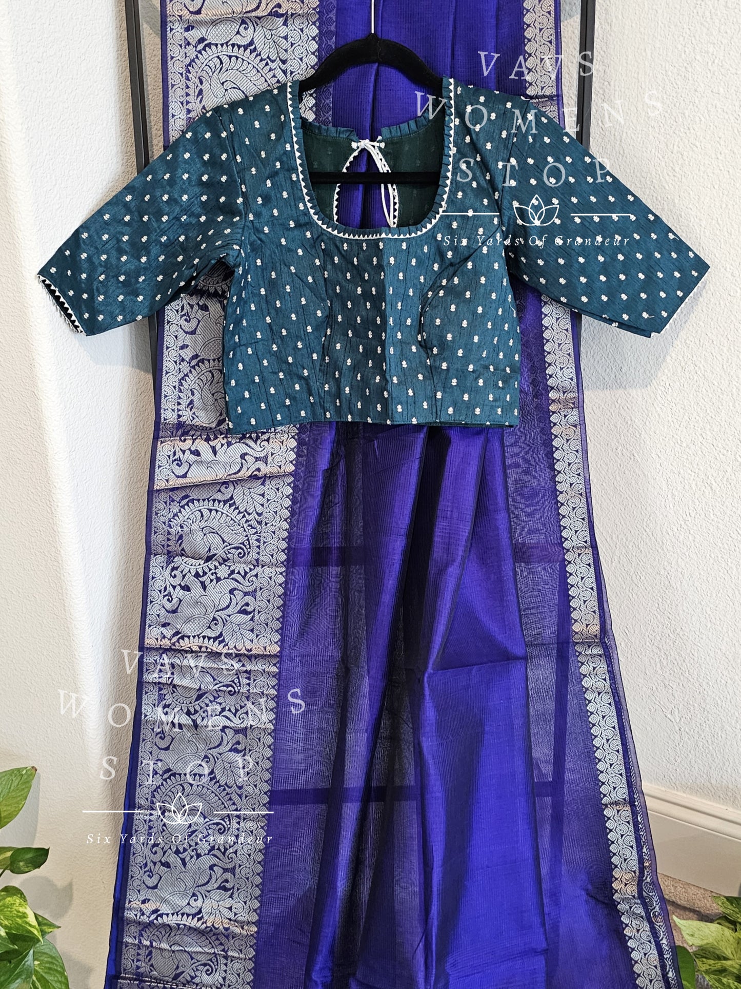 Mangalagiri Pattu Kanchi Border Saree - Rawsilk Blouse