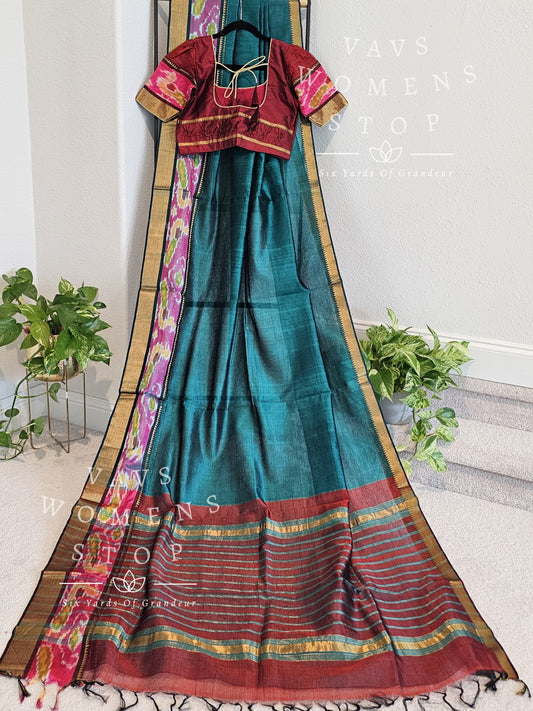 Mangalagiri Pattu Pochampally Border Saree - Blouse