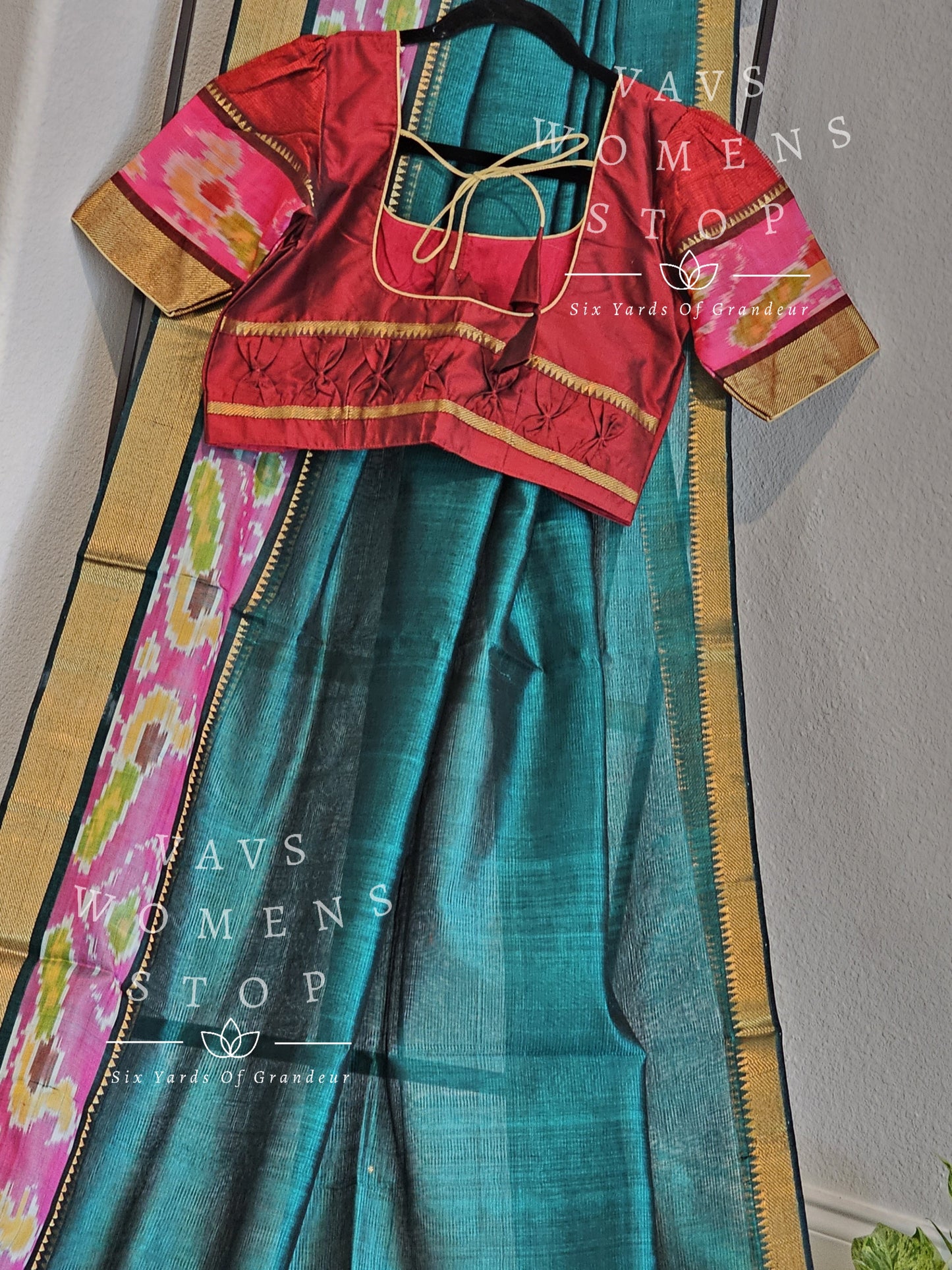 Mangalagiri Pattu Pochampally Border Saree - Blouse