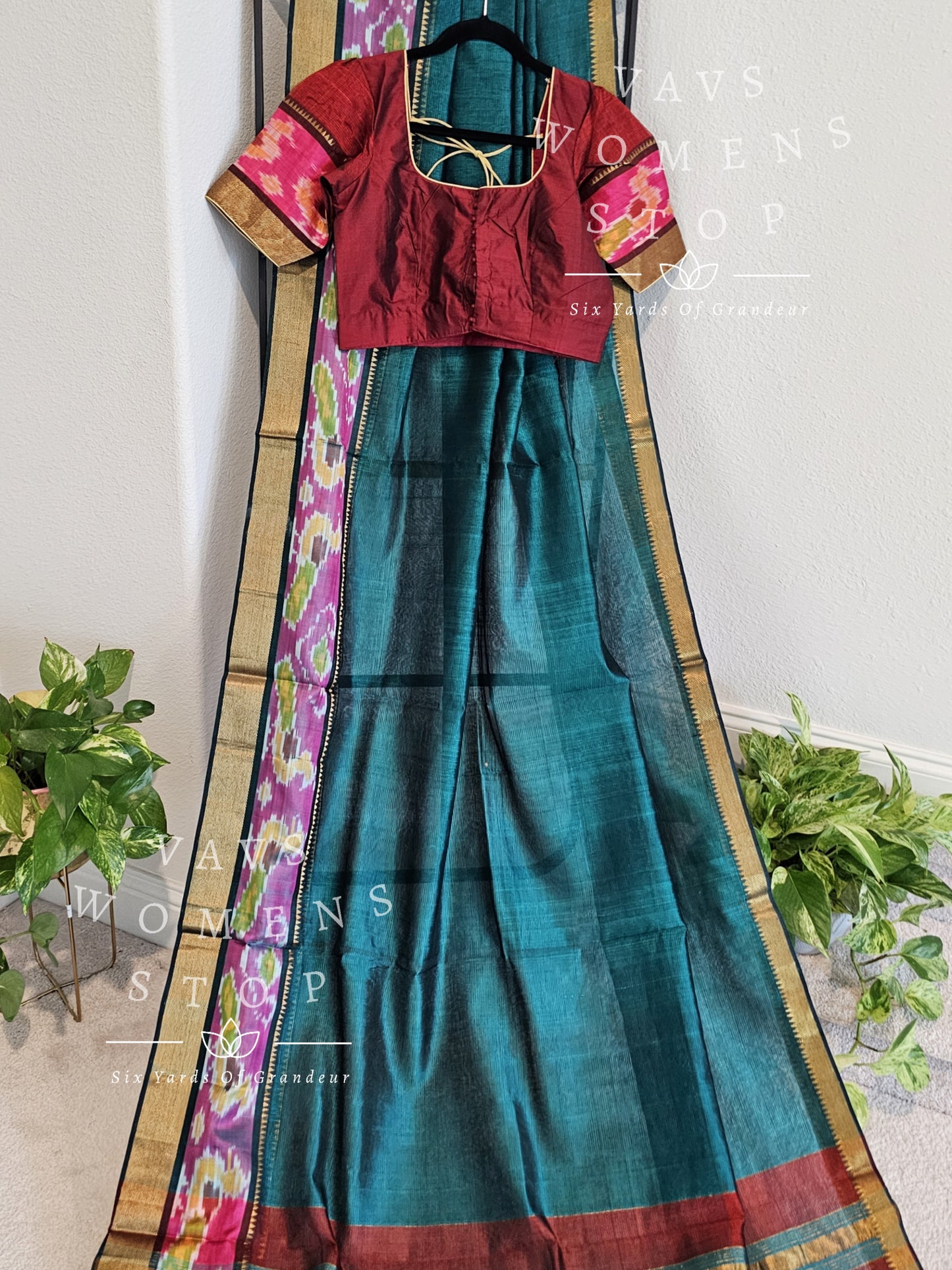 Mangalagiri Pattu Pochampally Border Saree - Blouse