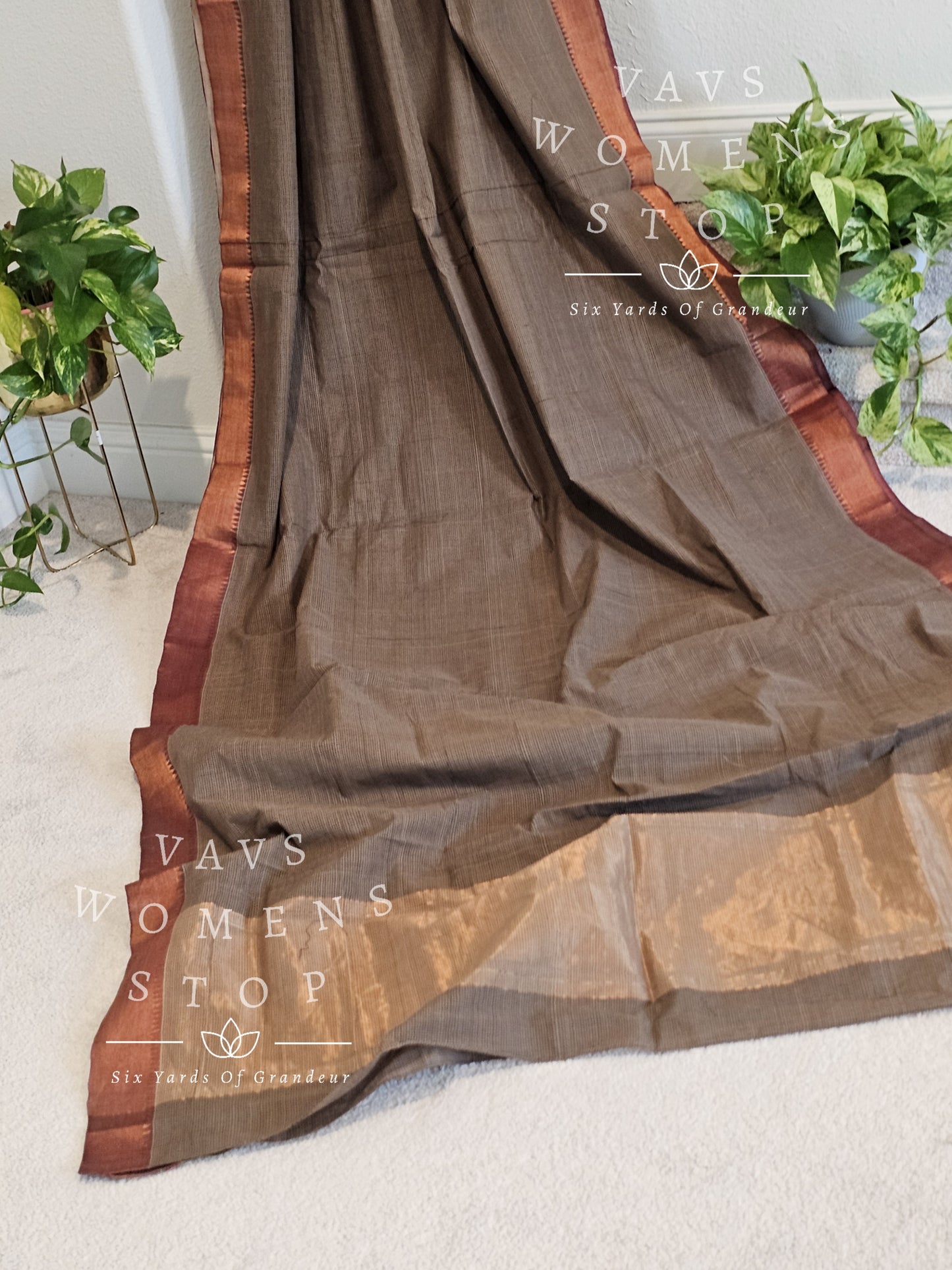 Mangalagiri Cotton Checks Saree - Ikkat Cotton Blouse