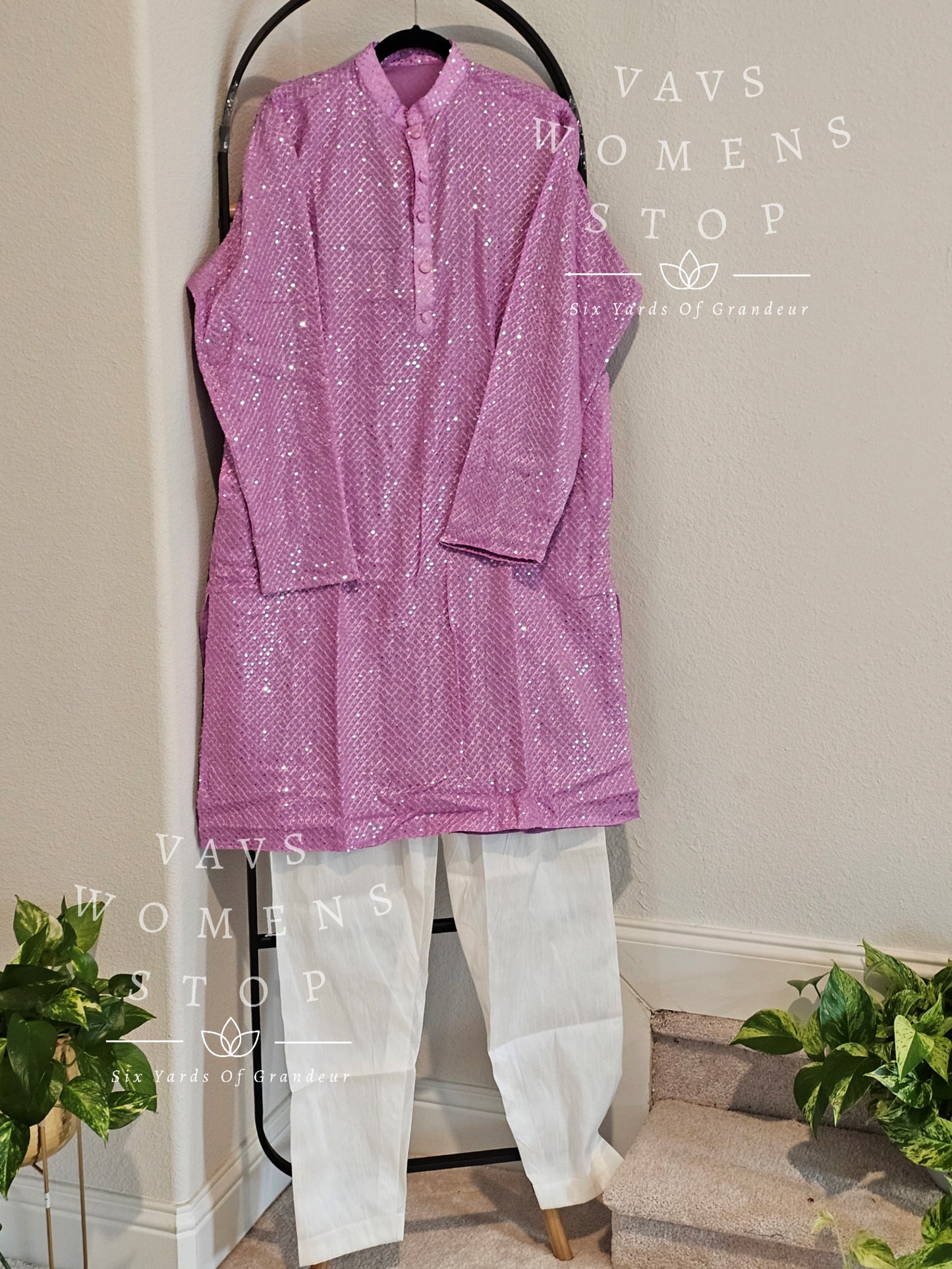 Men's Partywear Georgette Kurta - Pajama Set