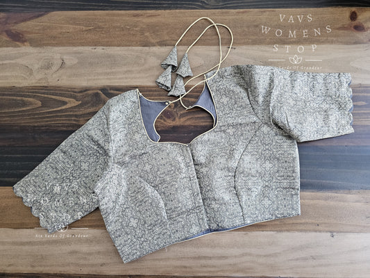 Slate Gray Benarasi Blouse