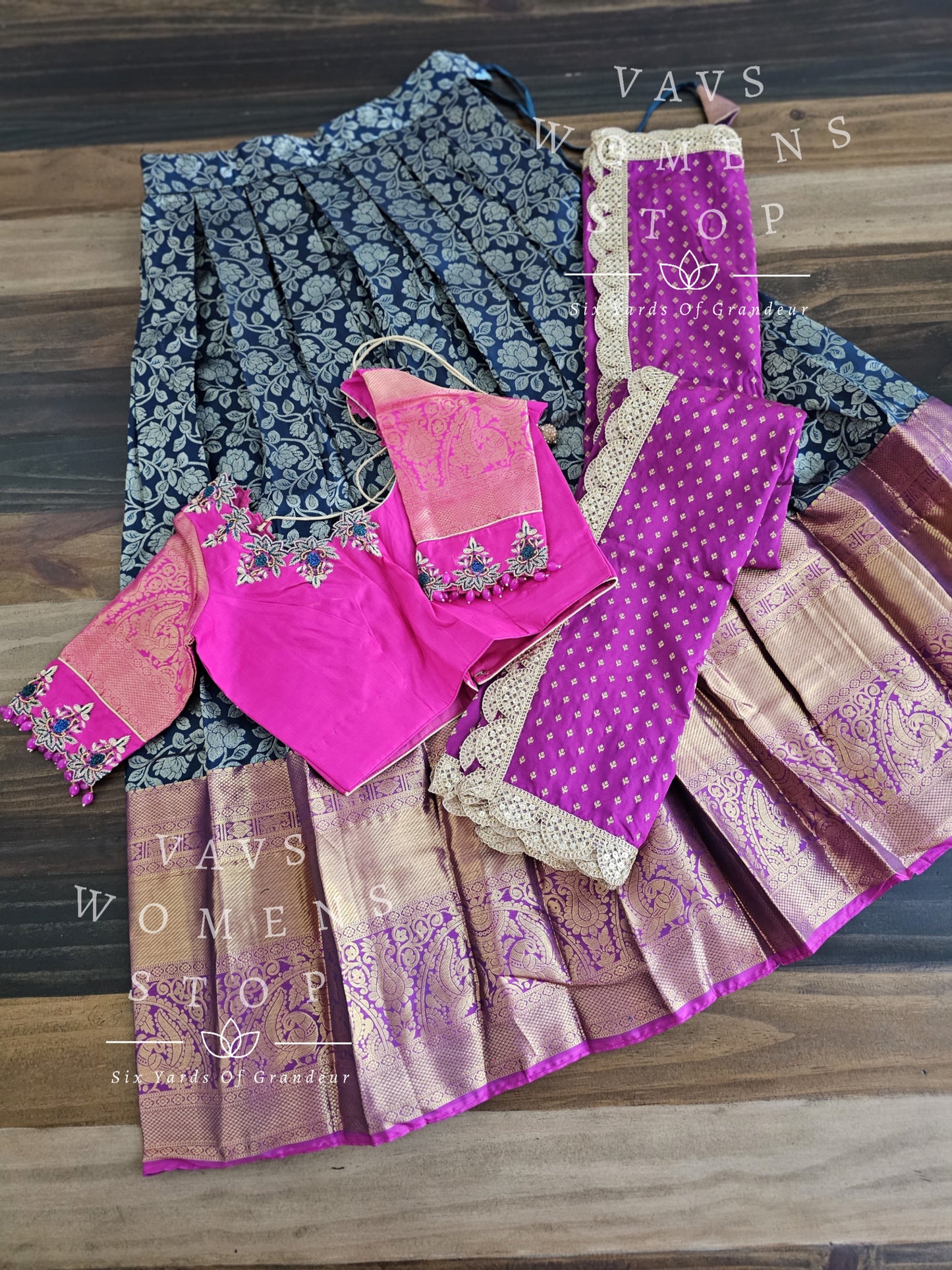 Pure Kanchi Silk Traditional Half Saree Set