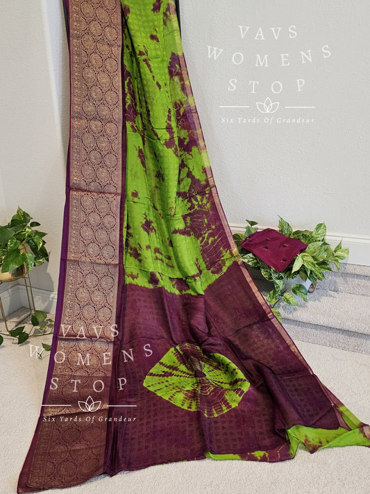 Shibori Print Jute Georgette Saree