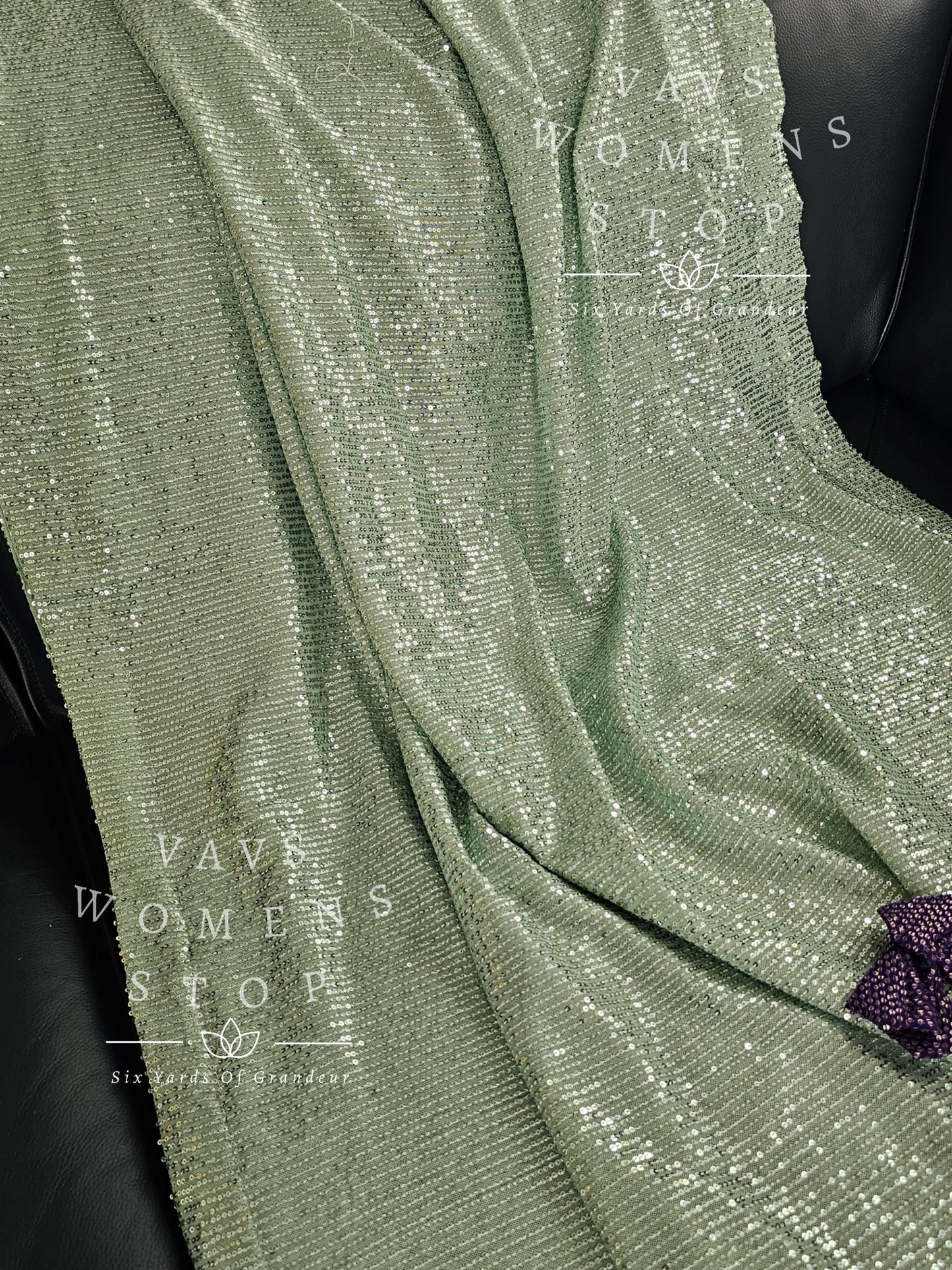 Designer Sequins Net Saree - Sleeveless Sequins Blouse