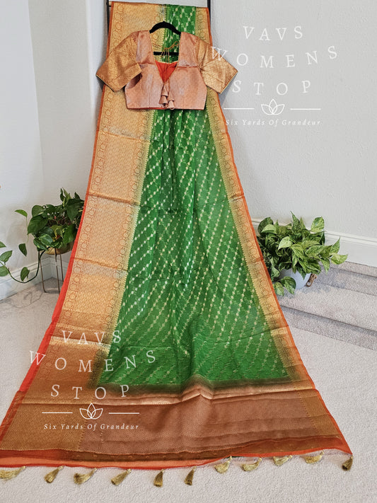 Kanchi Border Semi Organza Saree - Blouse