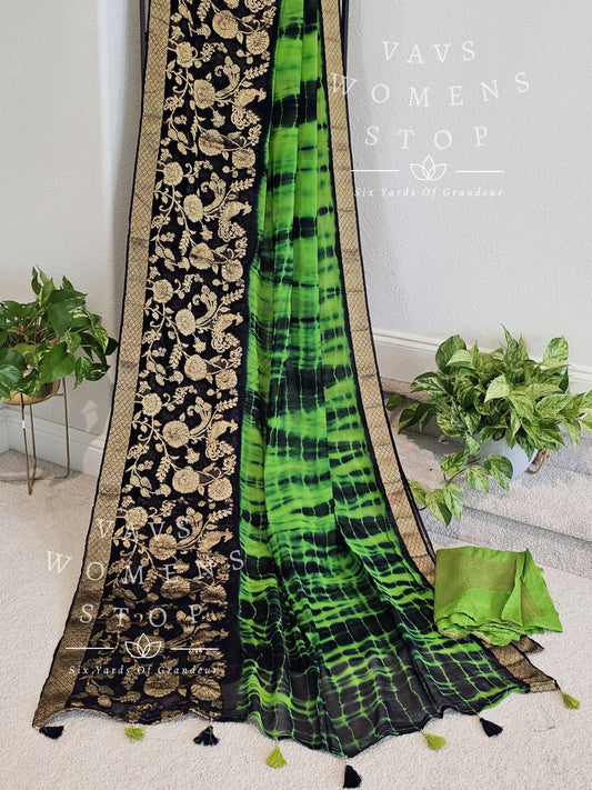 Shibori Design Semi Georgette Saree