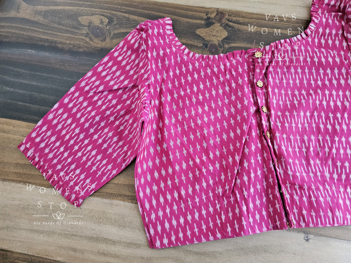 Pink Ikkat Sico Cotton Blouse