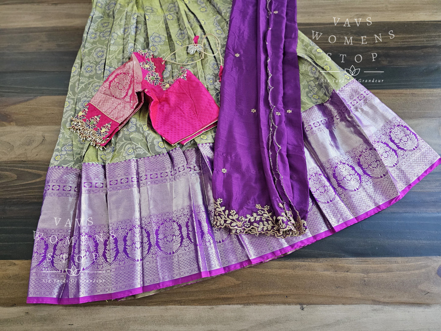 Pure Kanchi Pattu Silk Traditional Half Saree Set