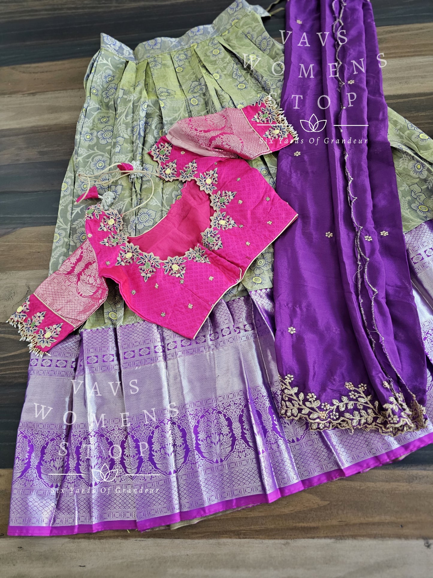 Pure Kanchi Pattu Silk Traditional Half Saree Set