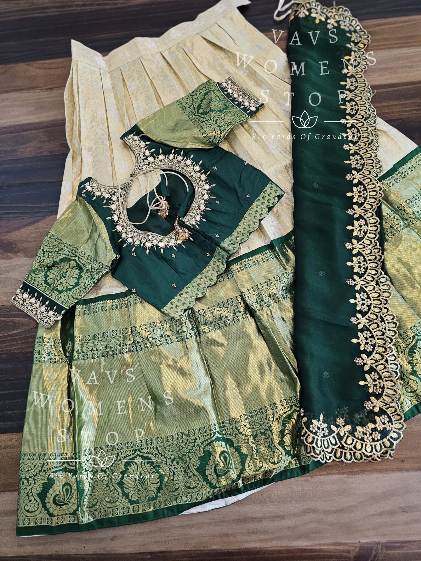 Pure Kanchi Pattu Silk Traditional Half Saree Set