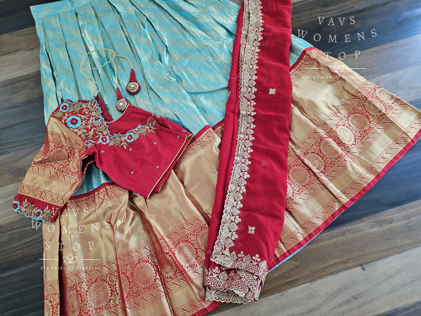 Pure Kanchi Pattu Silk Traditional Half Saree Set