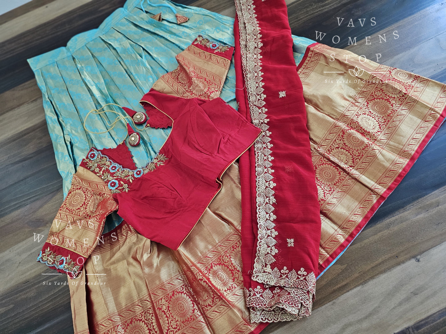 Pure Kanchi Pattu Silk Traditional Half Saree Set