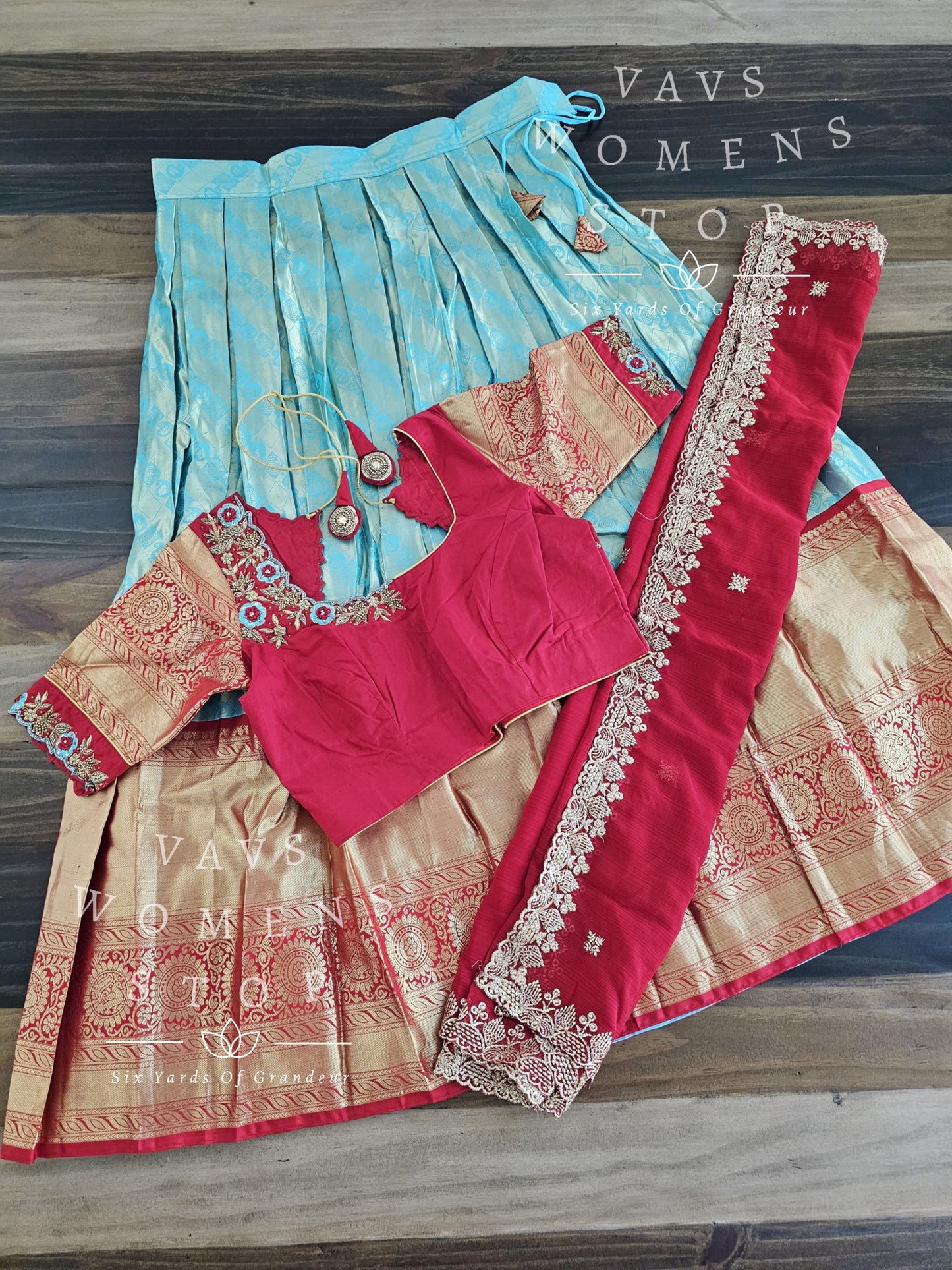 Pure Kanchi Pattu Silk Traditional Half Saree Set