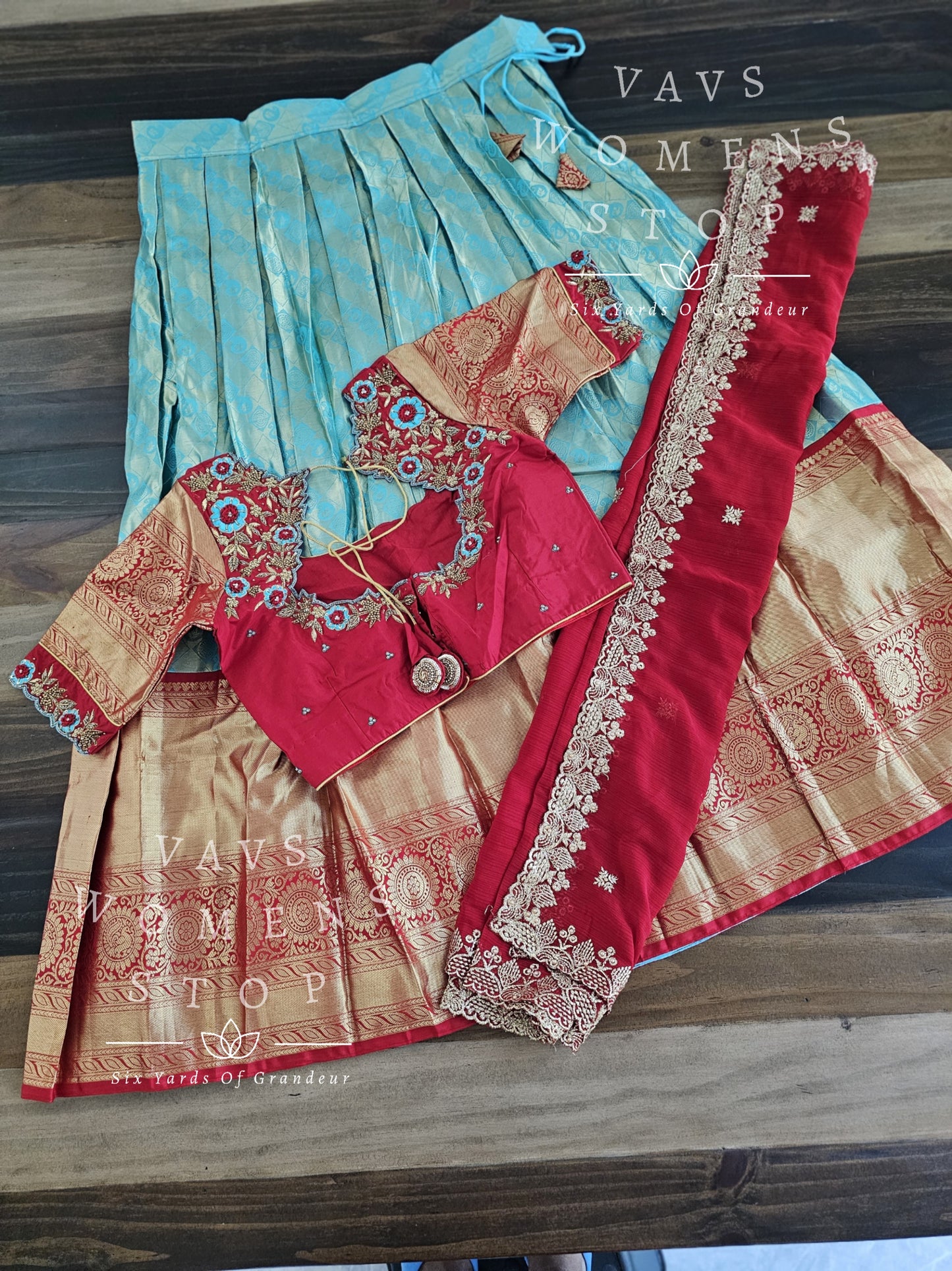 Pure Kanchi Pattu Silk Traditional Half Saree Set