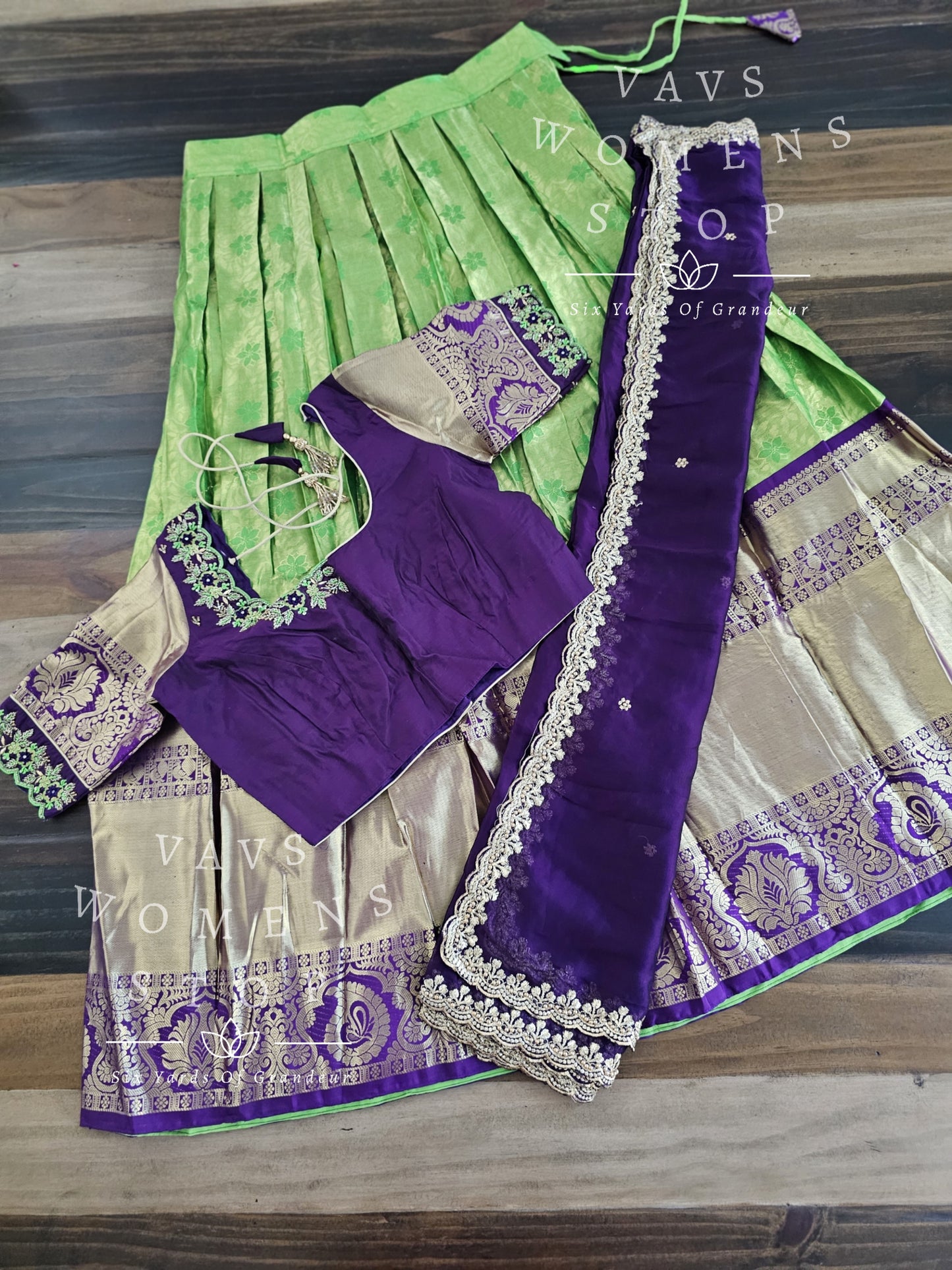 Pure Kanchi Silk Traditional Half Saree Set